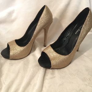 Michael Antonio Gold Glitter Heels